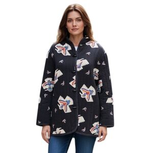 Vintage Quilted Thunderbird Jacket Southwesternt Boho Statement Coat Large